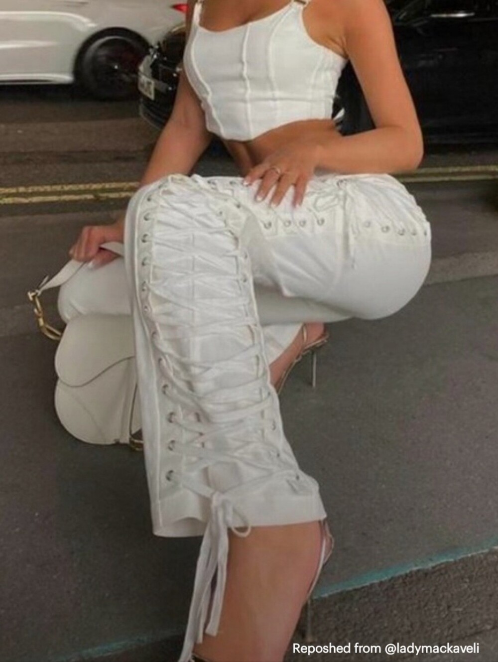 I.AM.GIA White Lace-Up Pants